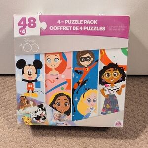 Disney 100 Years 4-Puzzle Pack 48 Pieces Each NWT